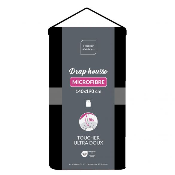 Drap housse 140x190 cm - Microfibre - Bonnet 30 cm