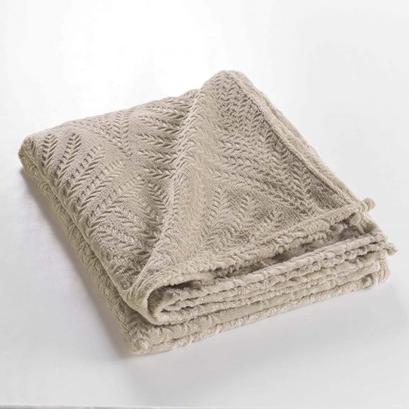 Plaid flanelle 125x150 cm - Relief feuillage