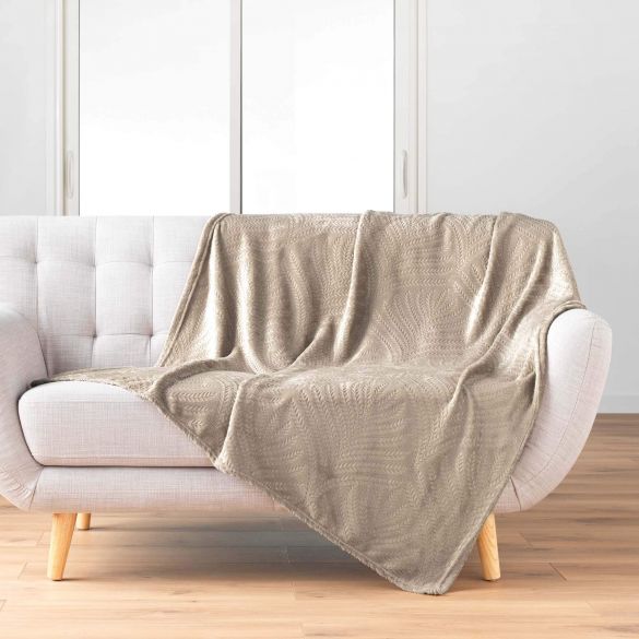 Plaid flanelle 125x150 cm - Relief feuillage