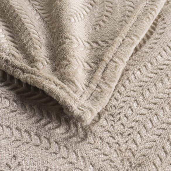 Plaid flanelle 125x150 cm - Relief feuillage