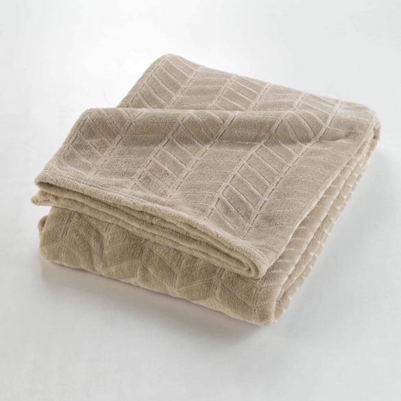 Plaid flanelle 180x220 cm - Relief géométrique