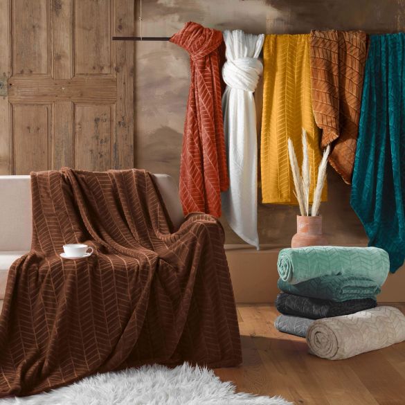 Plaid flanelle 180x220 cm - Relief géométrique