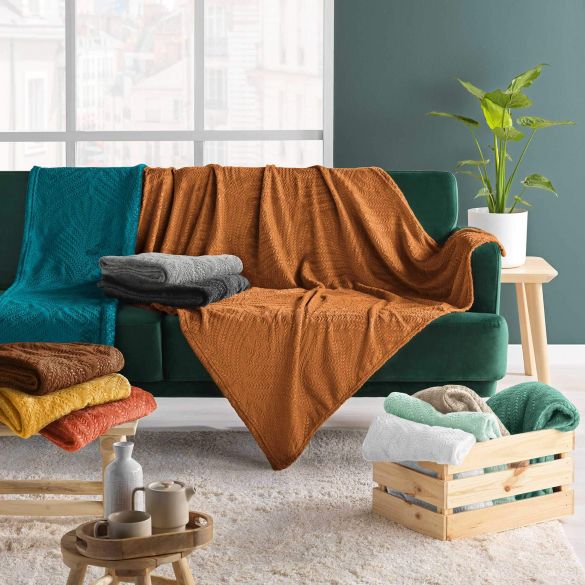 Plaid flanelle 125x150 cm - Relief feuillage