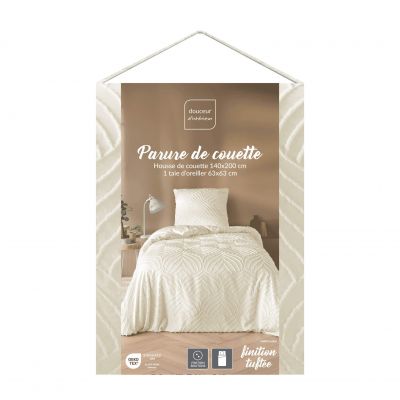 Housse de couette - 140 x 200 cm + taie - Uni tuftée beige