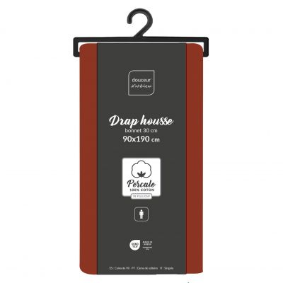 Drap housse 90x190 cm - Percale 100% coton - Bonnet 30 cm
