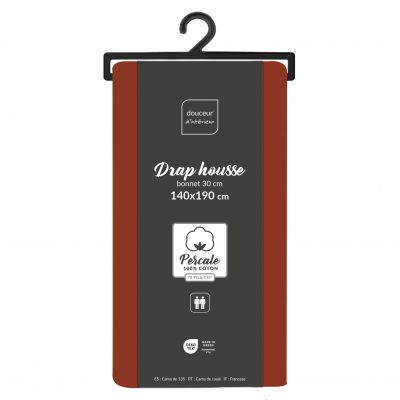 Drap housse 140x190 cm - Percale 100% coton - Bonnet 30 cm