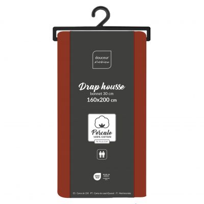 Drap housse 160x200 cm - Percale 100% coton - Bonnet 30 cm