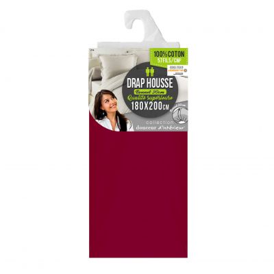 Drap housse 180x200 cm - Bonnet 30 cm - 100% coton
