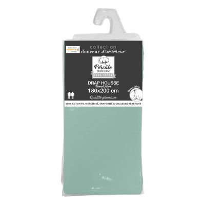 Drap housse 180x200 cm - Percale 100% coton - Bonnet 30 cm