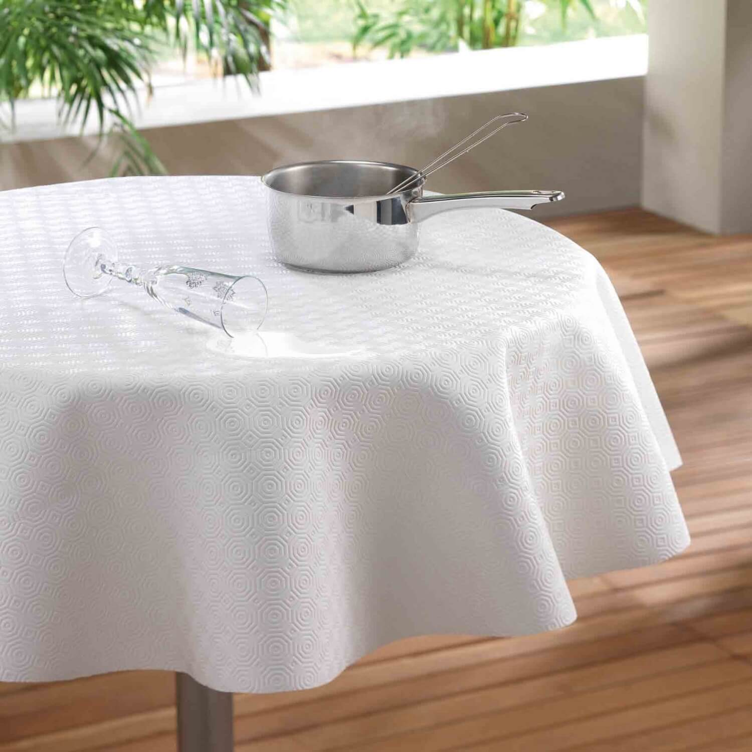 Soleil d'ocre Protège table PVC, sous nappe ronde diamètre 140 cm