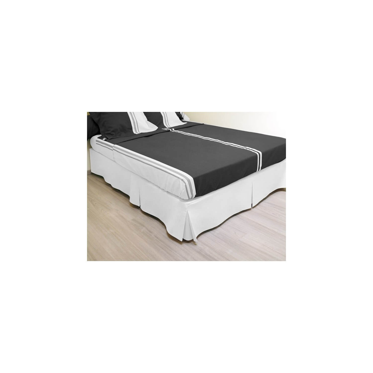 Cache sommier plateau 3 plis 160x200 cm blanc