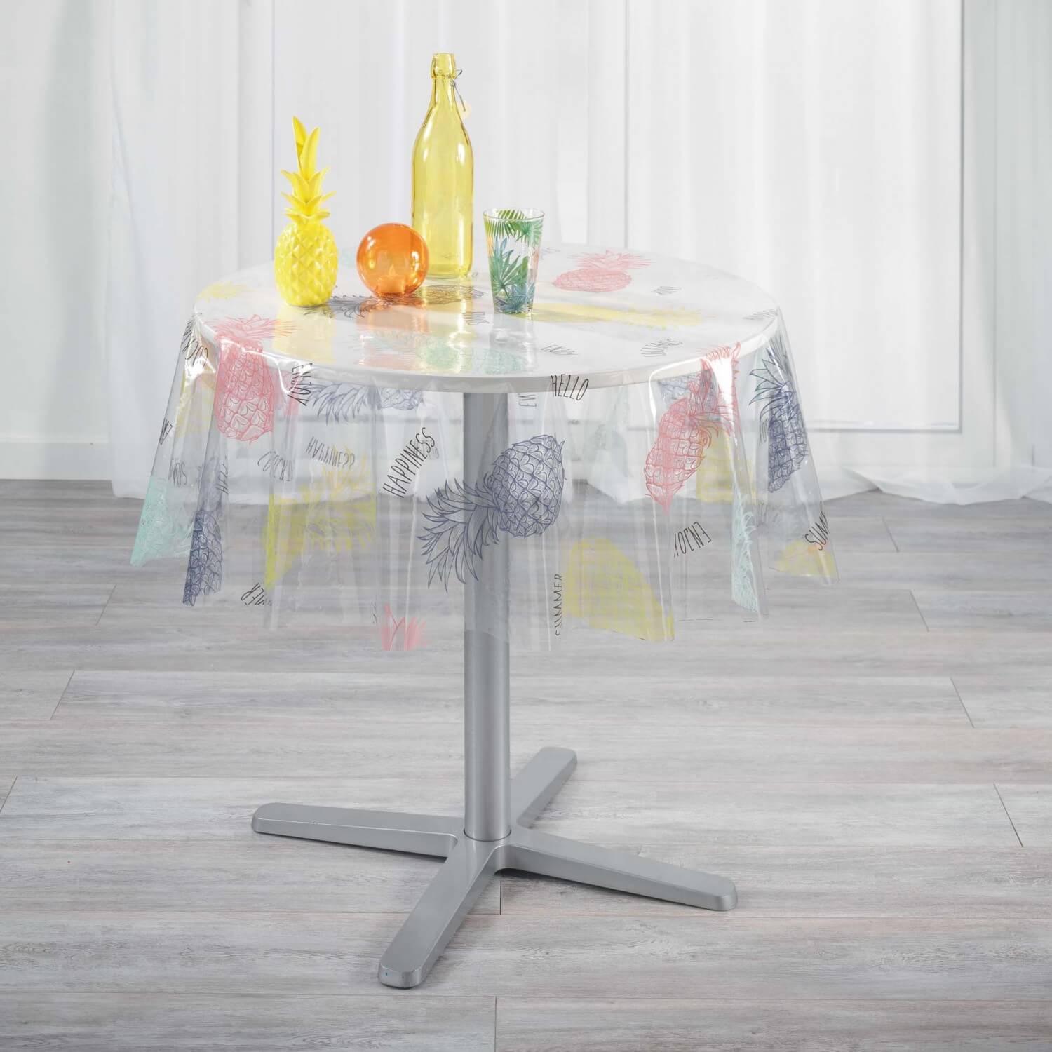 Nappe Cristal - Ronde - Diamètre 140 cm - Transparente - Hello ananas