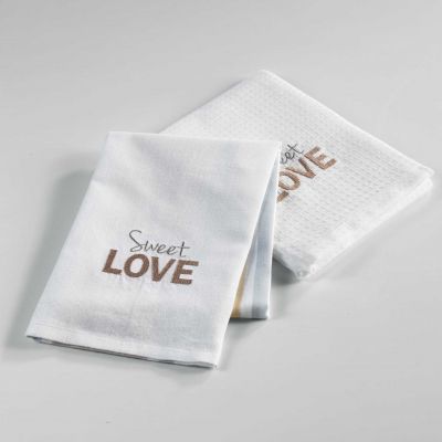 2 torchons - 50 x 70 cm - Coton - Tissés / Nid d'abeilles - Hearty, sweet love