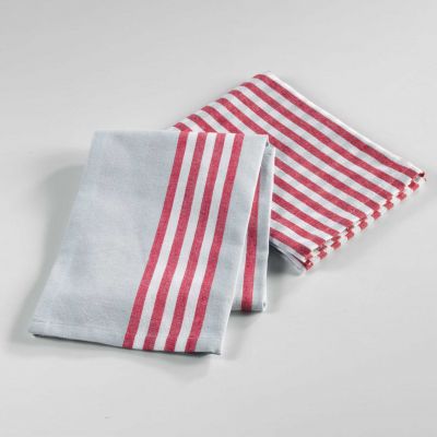 2 torchons - 50 x 70 cm - Coton - Tissé - Gallinou, rayures